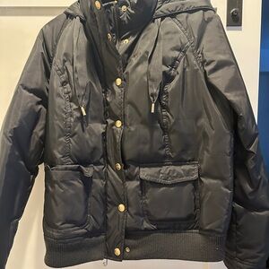 Juicy Couture Black Puffer Jacket with Gold Accents